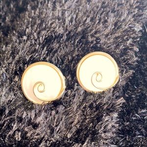 VTG SWANK MOP gold round cuff link & tie-bar set